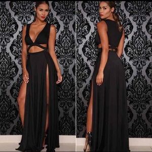 Sexy long cut out maxi dress with slits